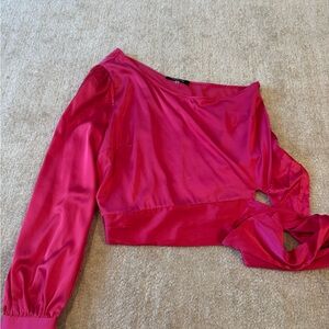 Sugar Lips Elegant Pink Satin Women's Top